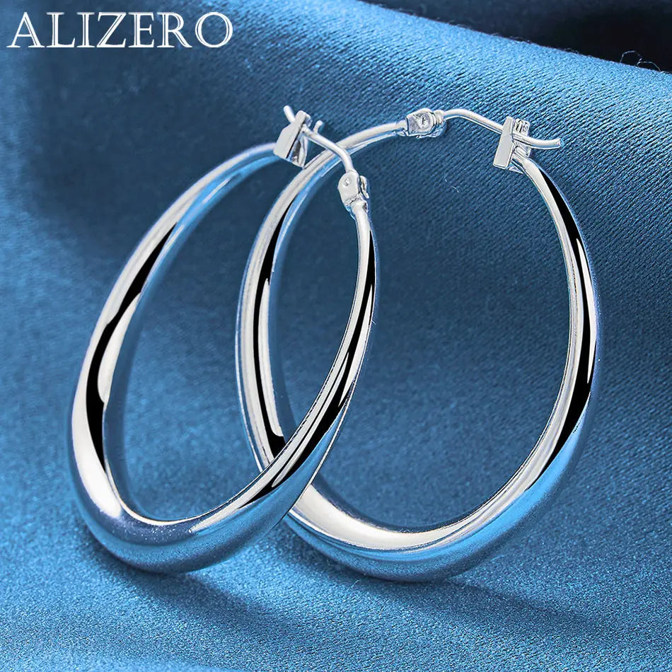 ALIZERO 925 Sterling Silver Earrings Simple Round Circle Hoop Earrings For Woman Fashion Wedding Engagement Charm Jewelry Gifts