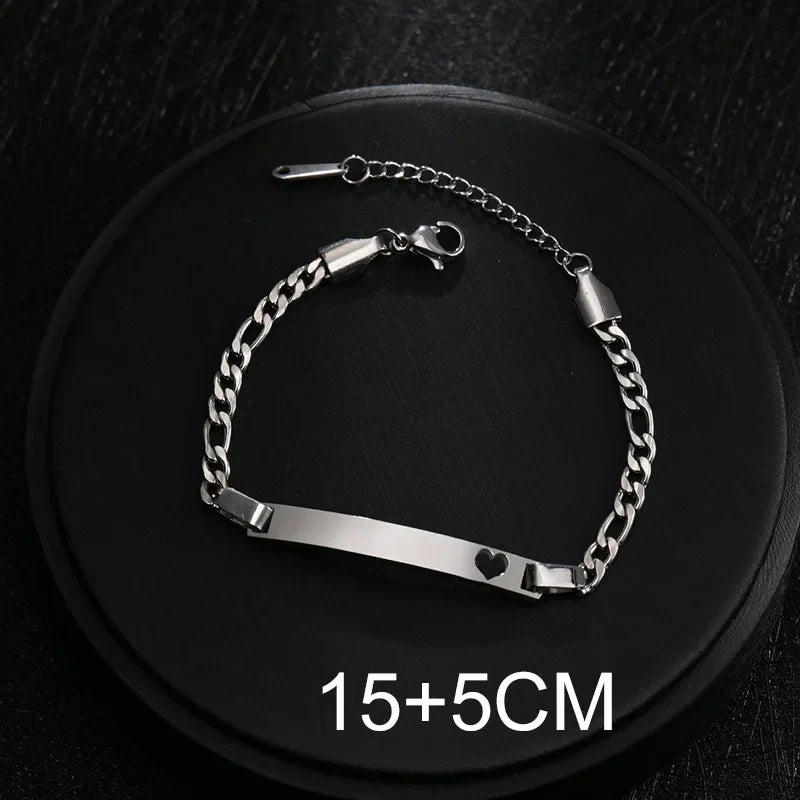 Bluelory Personalized Bracelet For Men  Women Stainless Steel Multi Styles Blank Nameplate Heart Bracelet  Party Jewelry Gift