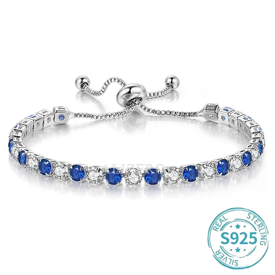 ALIZERO S925 Sterling Silver Bracelet Original Multicolor Zirconia Tennis Bracelets For Women Fashion Luxury Charm Jewelry