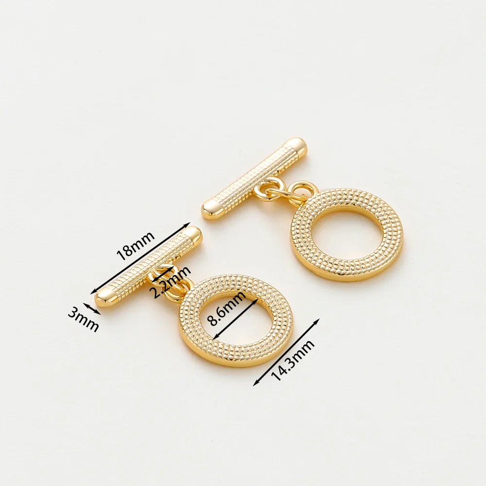 4 Sets 14K/18K Gold Color Plated Brass O Toggle Clasps Connector for DIY Bracelet Necklace Jewelry Making Findings Accessories