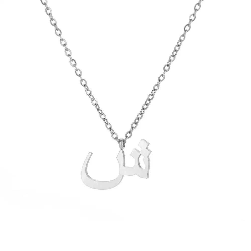 Arabic Letter Name Pendant Necklace For Women Stainless Steel Inital Chain Choker Collar Necklace 2024 Wedding Jewelry bijoux