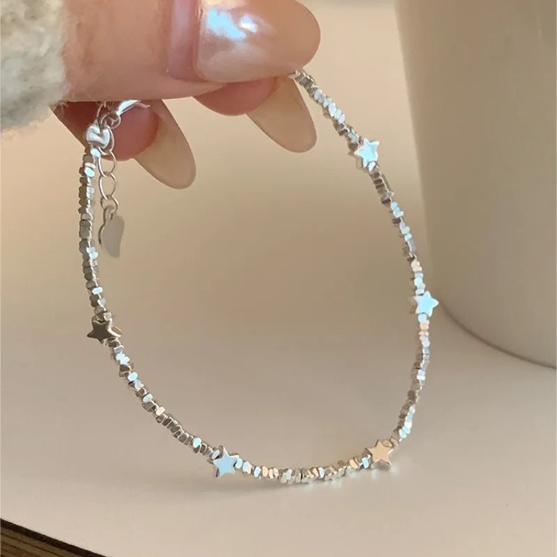 925 Sterling Silver Star Bead Bracelet For Women Fragmented Silver Sweet Romantic Versatile Trend Jewelry Gifts Dropshipping