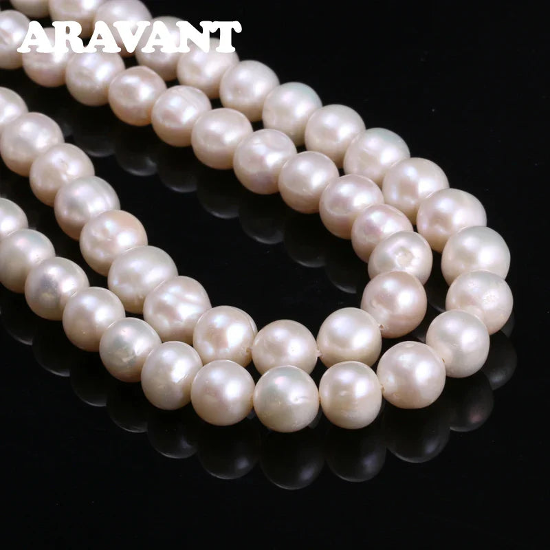 Aravant 925 Silver 8MM Freshwater Pearl Necklace Chain For Women Fashion Jewelry