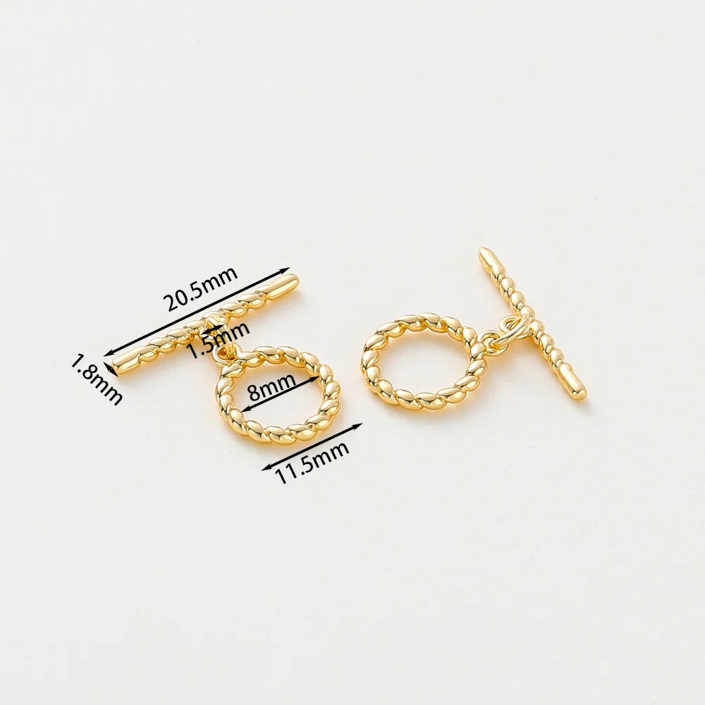4 Sets 14K/18K Gold Color Plated Brass O Toggle Clasps Connector for DIY Bracelet Necklace Jewelry Making Findings Accessories