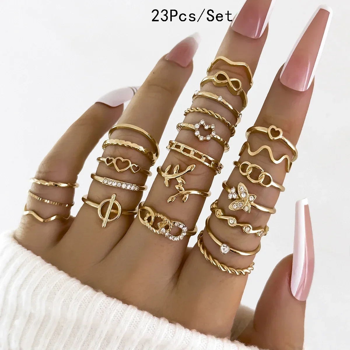 30Pcs Gold Color Knuckle Rings Set For Women Bohemian Geometric Finger Ring Girls Wedding Party Jewelry Gift