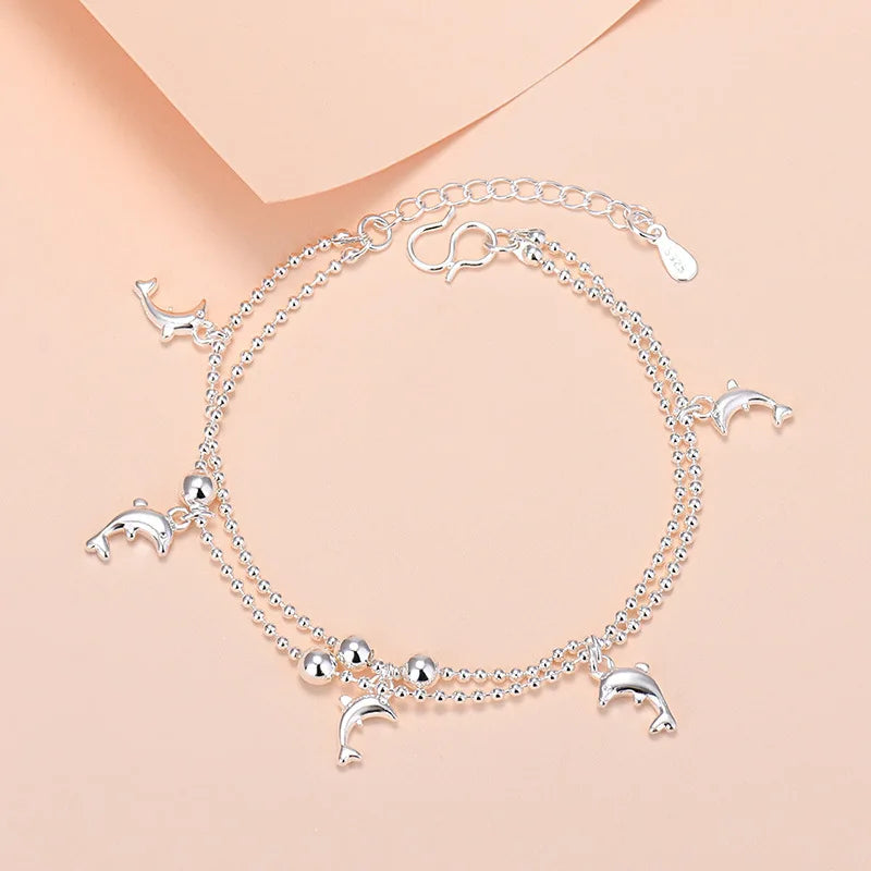 925 Sterling Silver Lucky Bead Charm Bracelets Woman Couple Chain Round Bangles Luxury Jewelry Accessories Wholesale