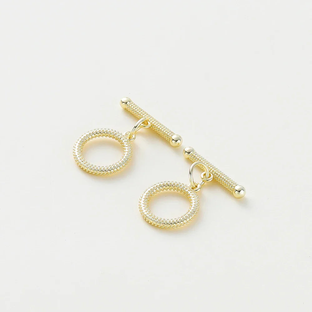 4 Sets 14K/18K Gold Color Plated Brass O Toggle Clasps Connector for DIY Bracelet Necklace Jewelry Making Findings Accessories