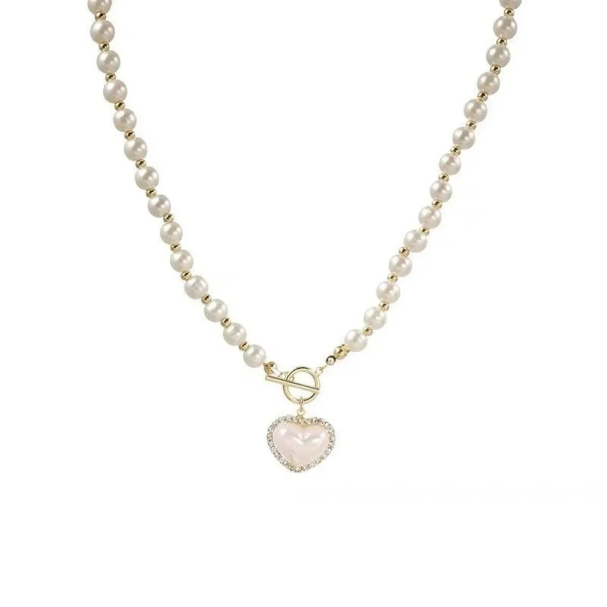 Elegant Pearl Necklace For Women Heart Pendant Necklaces Luxury Imitation Pearls Chain Necklaces Korean Jewelry Girls Gifts