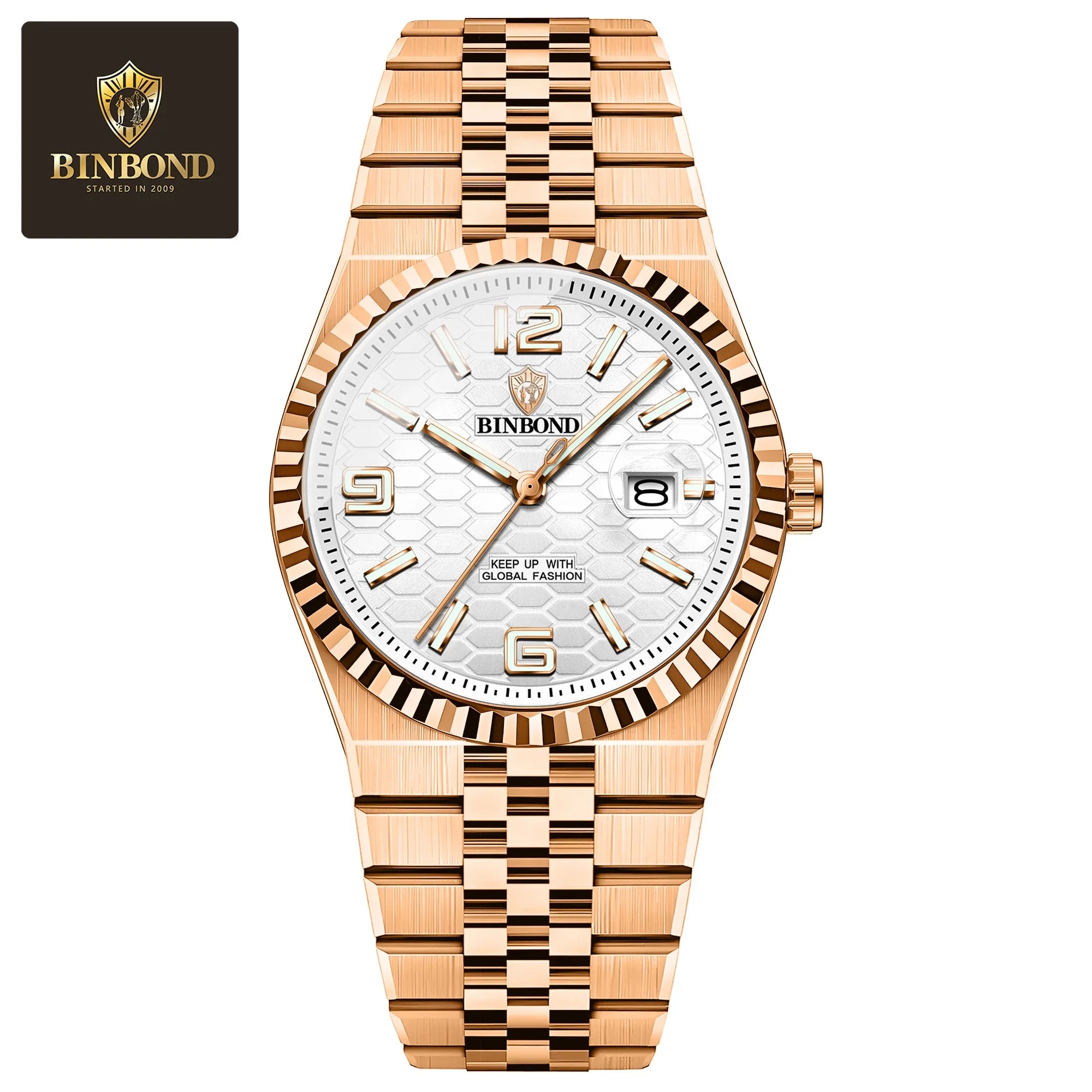BINBOND High Quality Original Men Clock Waterproof Luminous Date Luxury Man Watch Stainless Steel Quartz Men's Watches Male