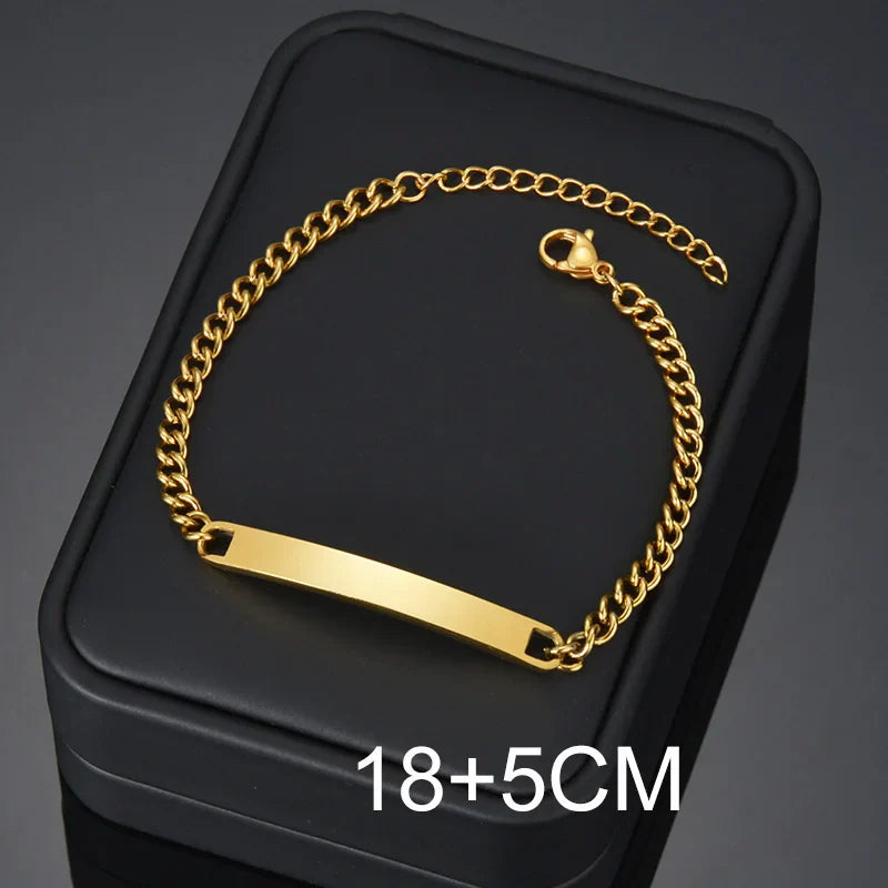 Bluelory Personalized Bracelet For Men  Women Stainless Steel Multi Styles Blank Nameplate Heart Bracelet  Party Jewelry Gift
