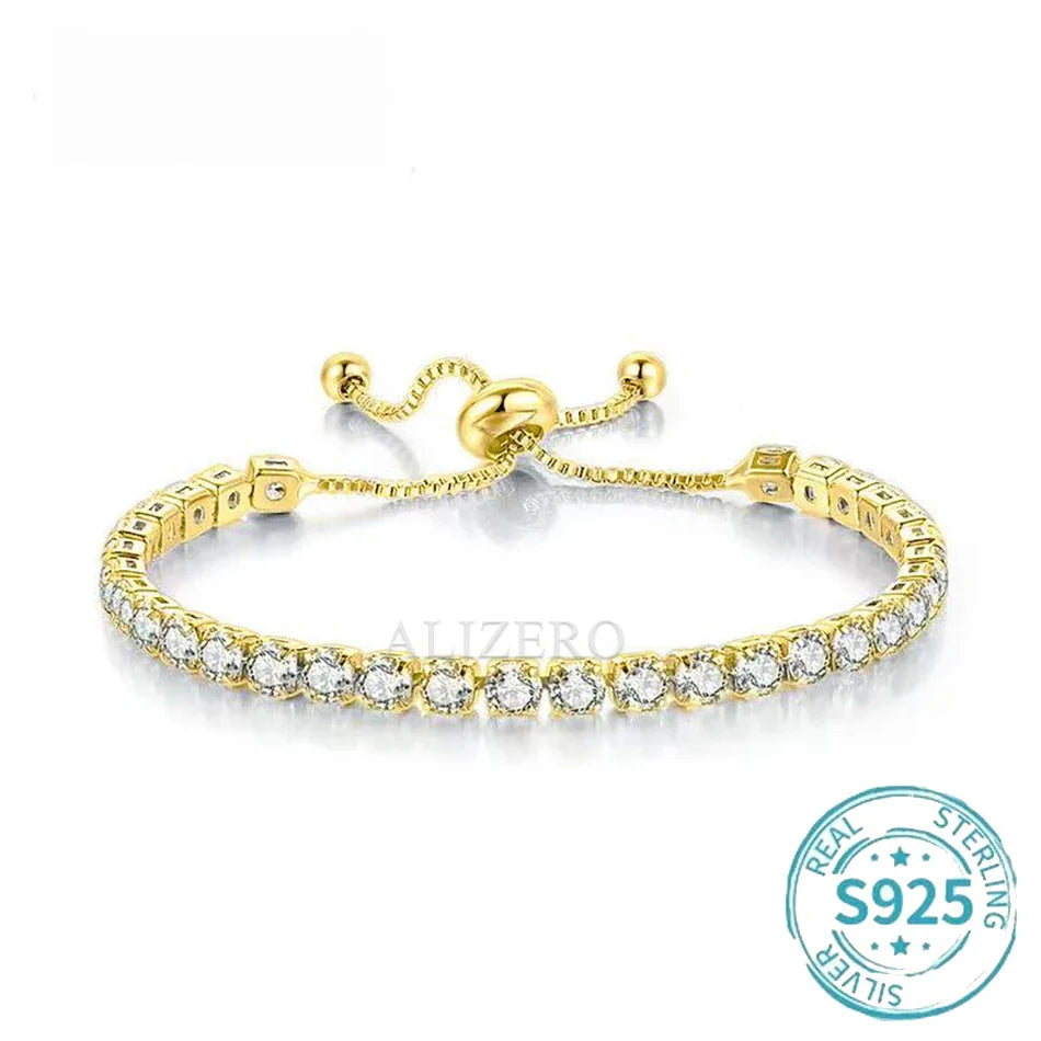 ALIZERO S925 Sterling Silver Bracelet Original Multicolor Zirconia Tennis Bracelets For Women Fashion Luxury Charm Jewelry