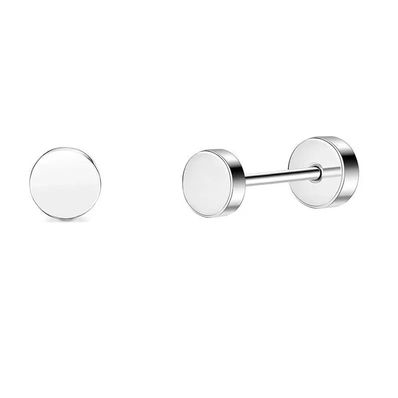 2PCS/Set Stainless Steel Heart Moon Earbone Stud Screw Ball Stud Earrings for Women Fashion Ear Tragus Cartilage Body Piercing