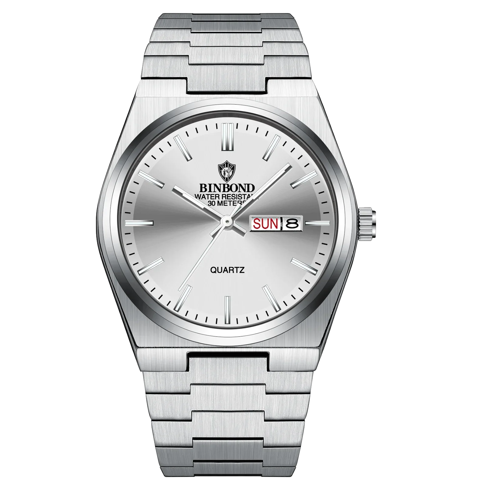 BINBOND Luxury Fashion Man Clock Top Business Waterproof Luminous Date Week Men's Watches Quartz Stainless Steel Men Wristwatch