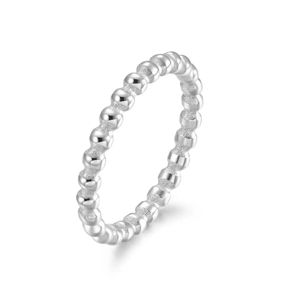 2mm Stainless Steel Stackable Ring Beads Eternity Band for Women Girl Size 5-11