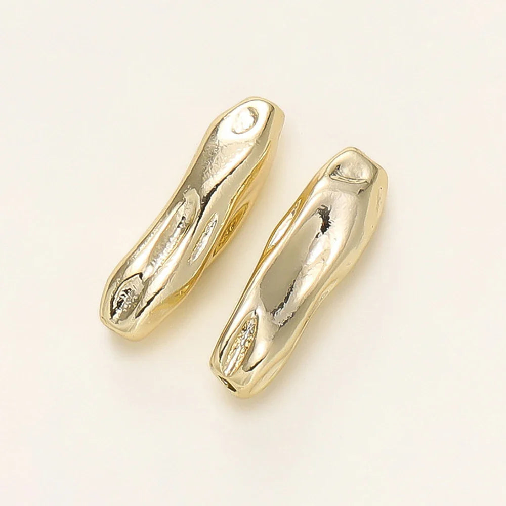 4Pcs/Pack 14/18K Gold Color Plated Metal Brass Threaded Long Beads For DIY Bracelet Jewelry Making Material Accessories