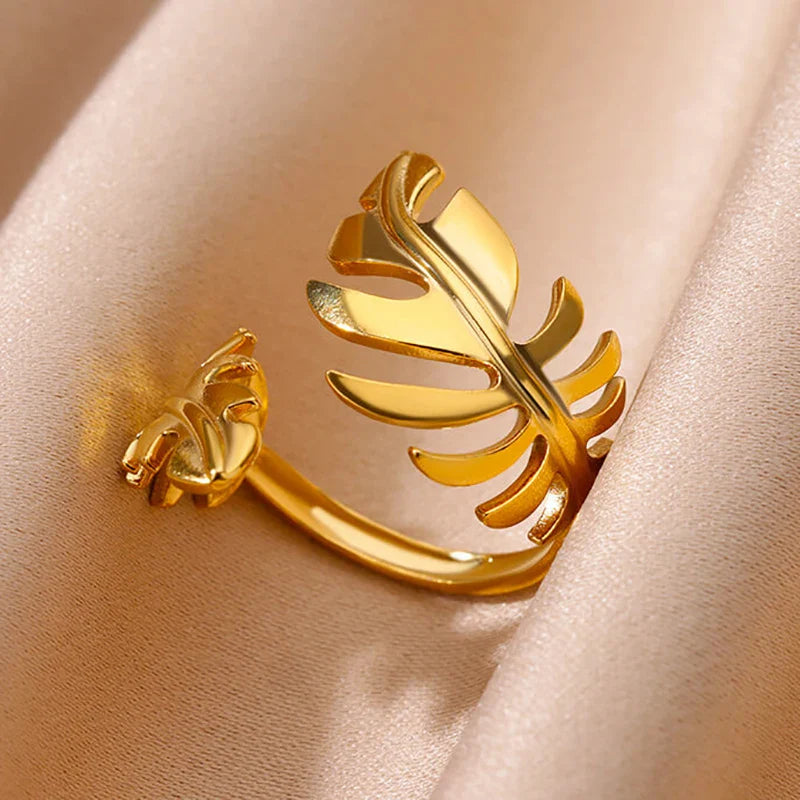 316L Stainless Steel Rings for Women Gold Color Multilayer Geometric Open Ring Vintage Waterproof Wedding Aesthetic Jewelry Gift