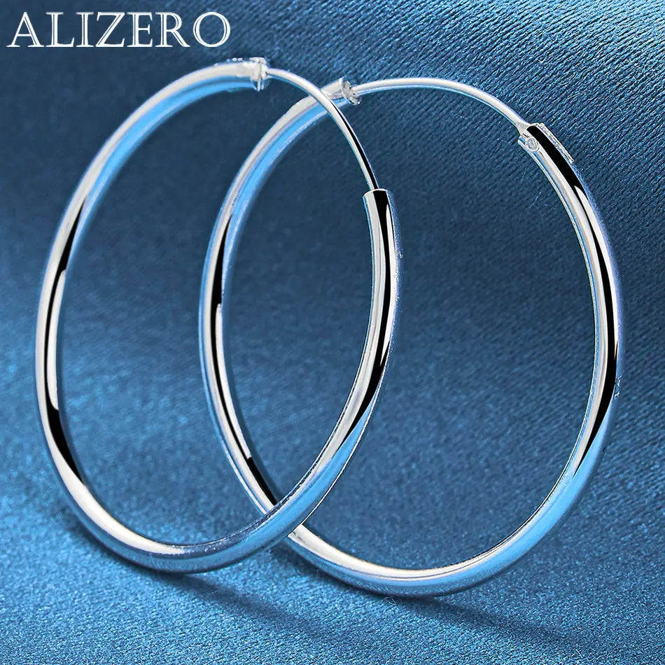 ALIZERO 925 Sterling Silver Earrings Simple Round Circle Hoop Earrings For Woman Fashion Wedding Engagement Charm Jewelry Gifts