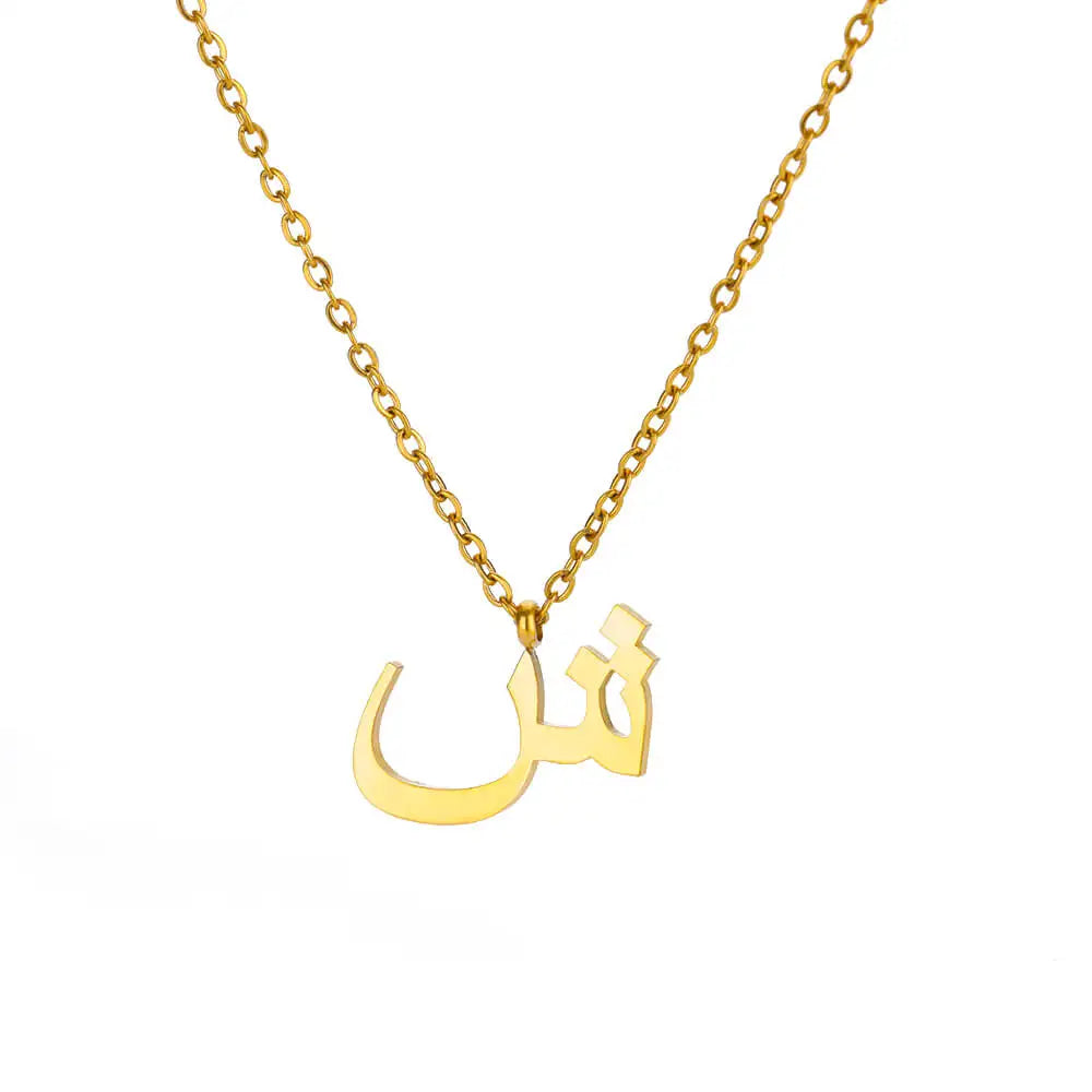 Arabic Letter Name Pendant Necklace For Women Stainless Steel Inital Chain Choker Collar Necklace 2024 Wedding Jewelry bijoux