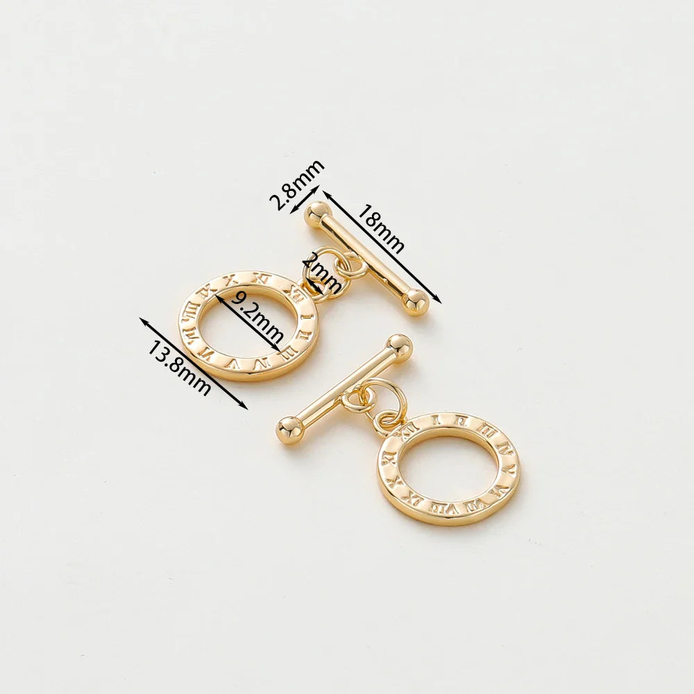 4 Sets 14K/18K Gold Color Plated Brass O Toggle Clasps Connector for DIY Bracelet Necklace Jewelry Making Findings Accessories