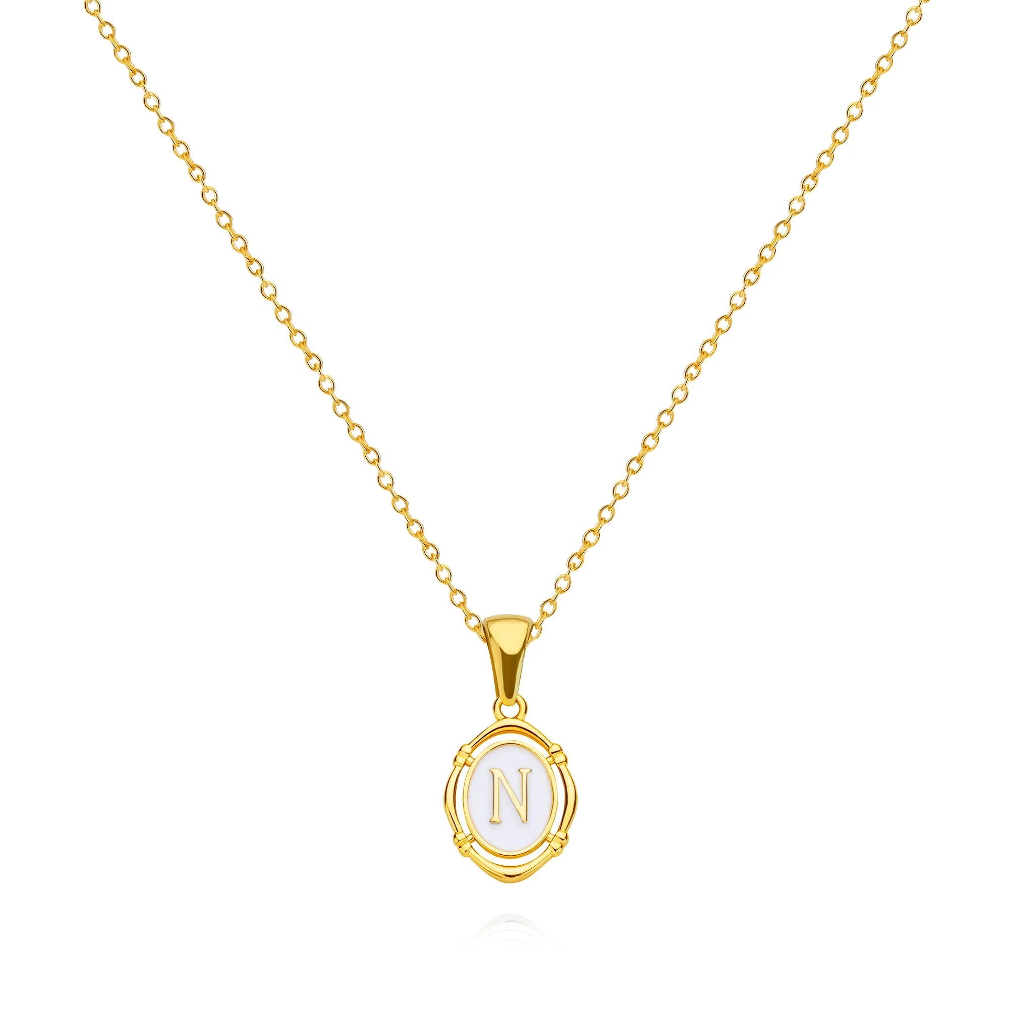 A-Z Letter Initial Enamel Necklace For Women Gold Color Stainless Steel Chain Exquisite Pendant Necklace Fashion Jewelry Gift