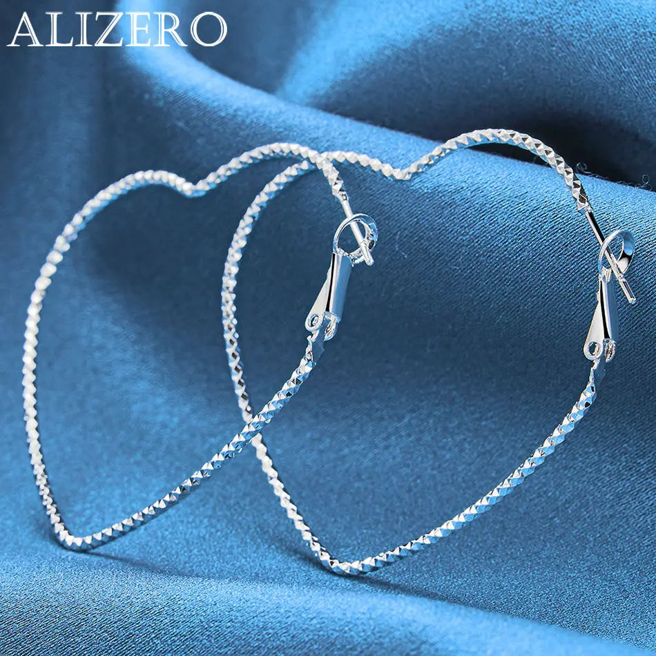 ALIZERO 925 Sterling Silver Earrings Simple Round Circle Hoop Earrings For Woman Fashion Wedding Engagement Charm Jewelry Gifts