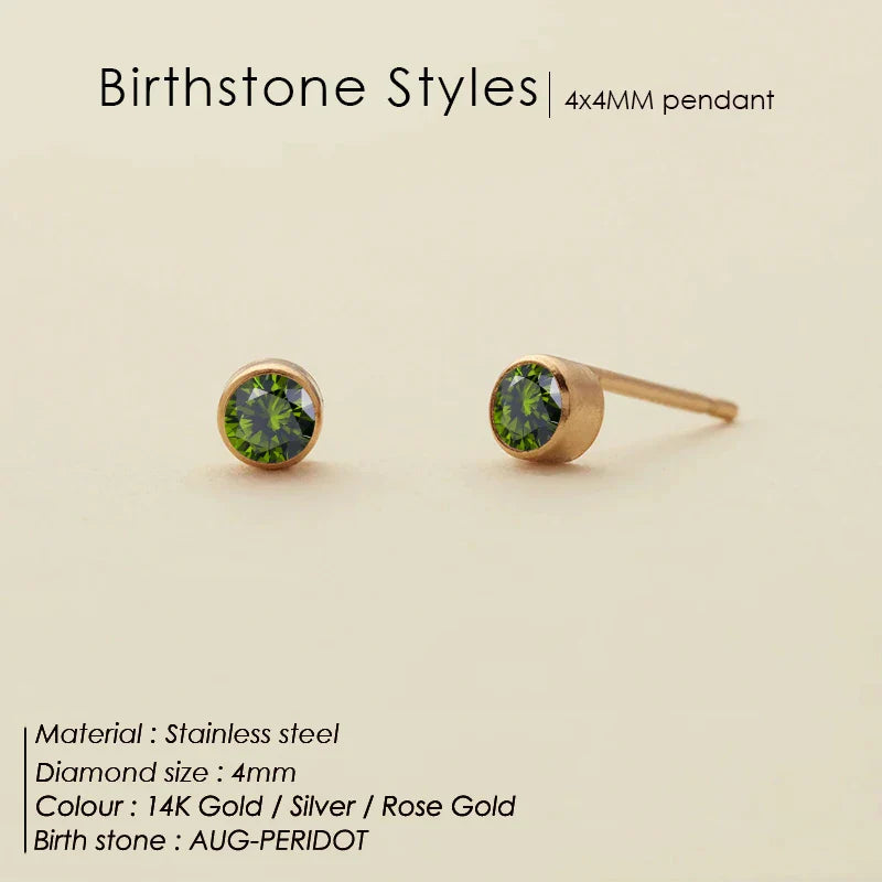 316 Stainless Steel Birthstone Ear Stud Piercing Gun Gold Color Push-Back Earrings Piercing Safe For Baby And Women Gift Jewelry