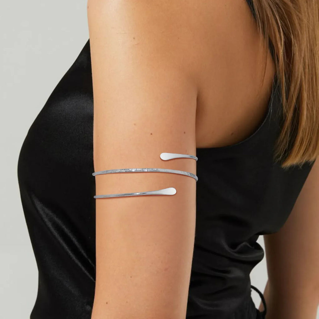 Upper Arm Cuff Bracelet for Women, Minimalist Gold Plated Armband Statement Party Armlets Jewelry