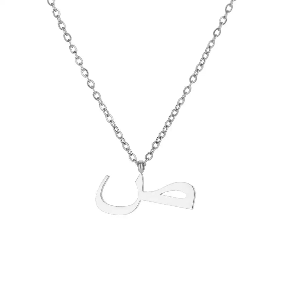 Arabic Letter Name Pendant Necklace For Women Stainless Steel Inital Chain Choker Collar Necklace 2024 Wedding Jewelry bijoux