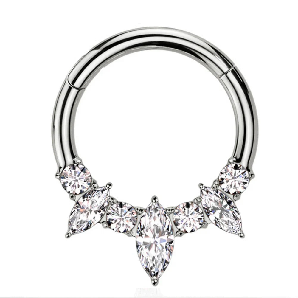 316L Surgical Steel Segment Nose Ring Zircon Septum Clicker Ear Cartilage Helix Daith Hoop Body  Piercing Jewelry