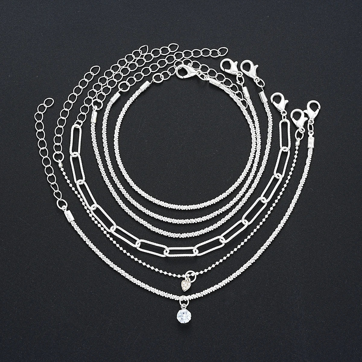 6 Pcs Fashion Gold Color Sparkling Adjustable Bracelets Set for Women Elegant Fine Bracelet New Wedding Party Jewelry Gifts