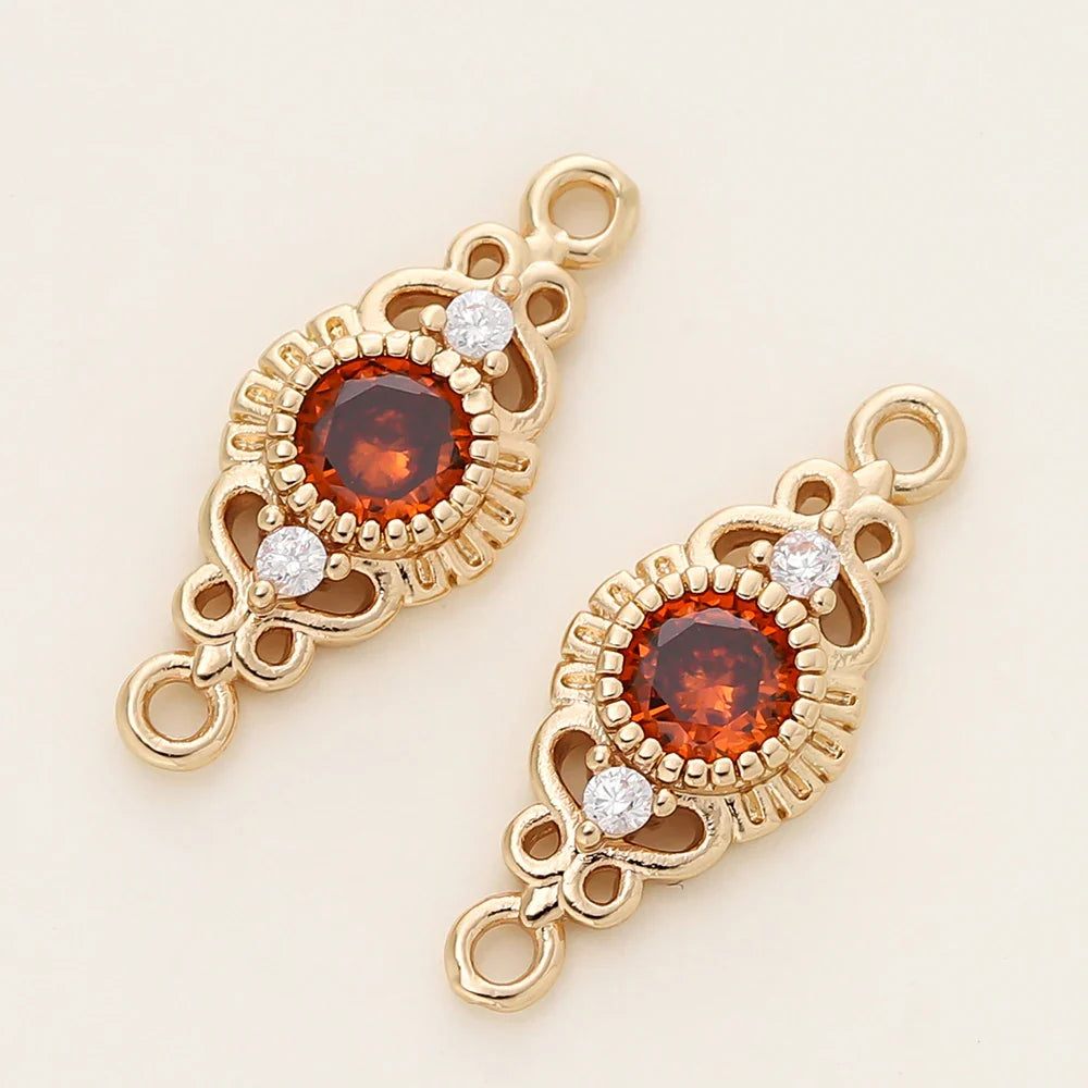 5/10Pcs/Pack 18K Gold Color Plated Metal Brass 2 Holes Oval Connector Pendants for DIY Necklace Jewelry Making Accessories