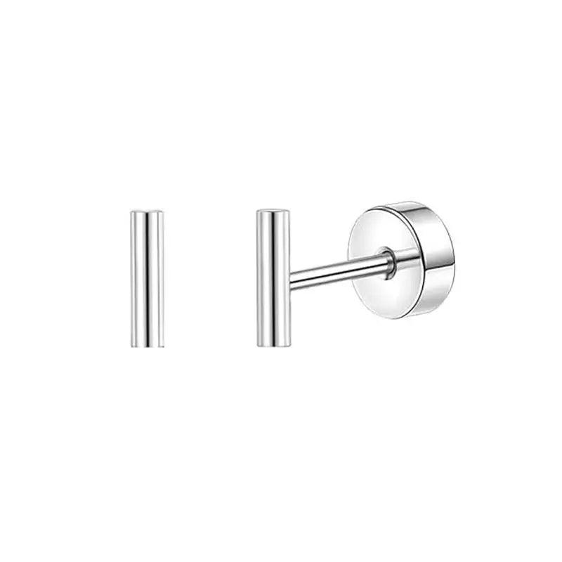2PCS/Set Stainless Steel Heart Moon Earbone Stud Screw Ball Stud Earrings for Women Fashion Ear Tragus Cartilage Body Piercing