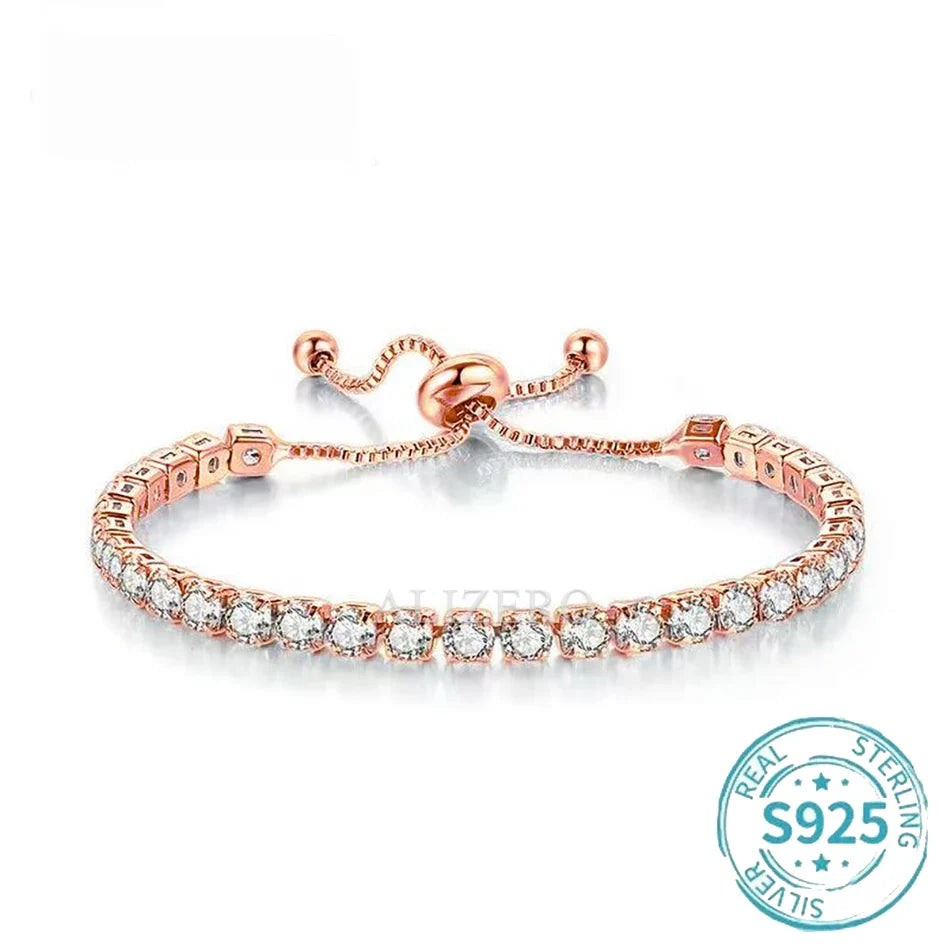 ALIZERO S925 Sterling Silver Bracelet Original Multicolor Zirconia Tennis Bracelets For Women Fashion Luxury Charm Jewelry