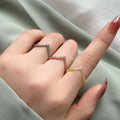 2mm Thin V Shape Pave CZ Stackable Ring Stainless Steel Wedding Band for Women Girl Size 5-10