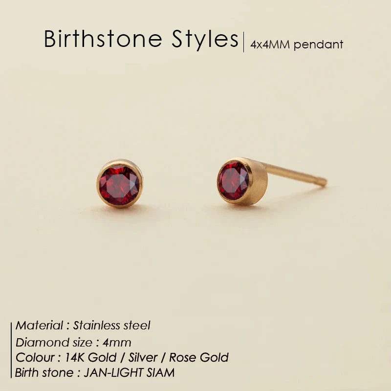 316 Stainless Steel Birthstone Ear Stud Piercing Gun Gold Color Push-Back Earrings Piercing Safe For Baby And Women Gift Jewelry