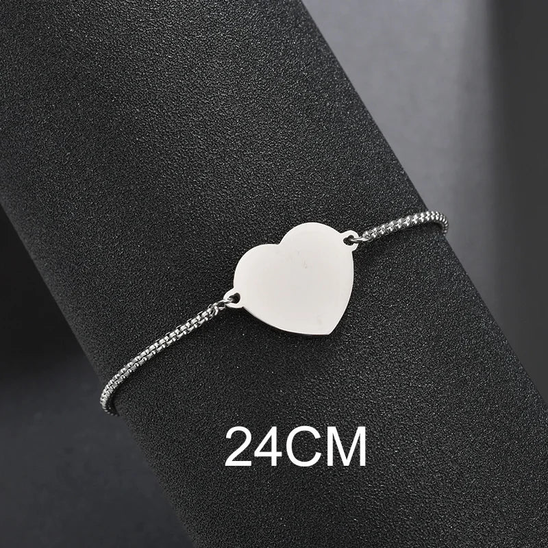 Bluelory Personalized Bracelet For Men  Women Stainless Steel Multi Styles Blank Nameplate Heart Bracelet  Party Jewelry Gift