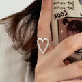 925 Sterling Silver Ring For Women Jewelry Heart Finger Open Handmade Ring Allergy For Party Birthday Gift
