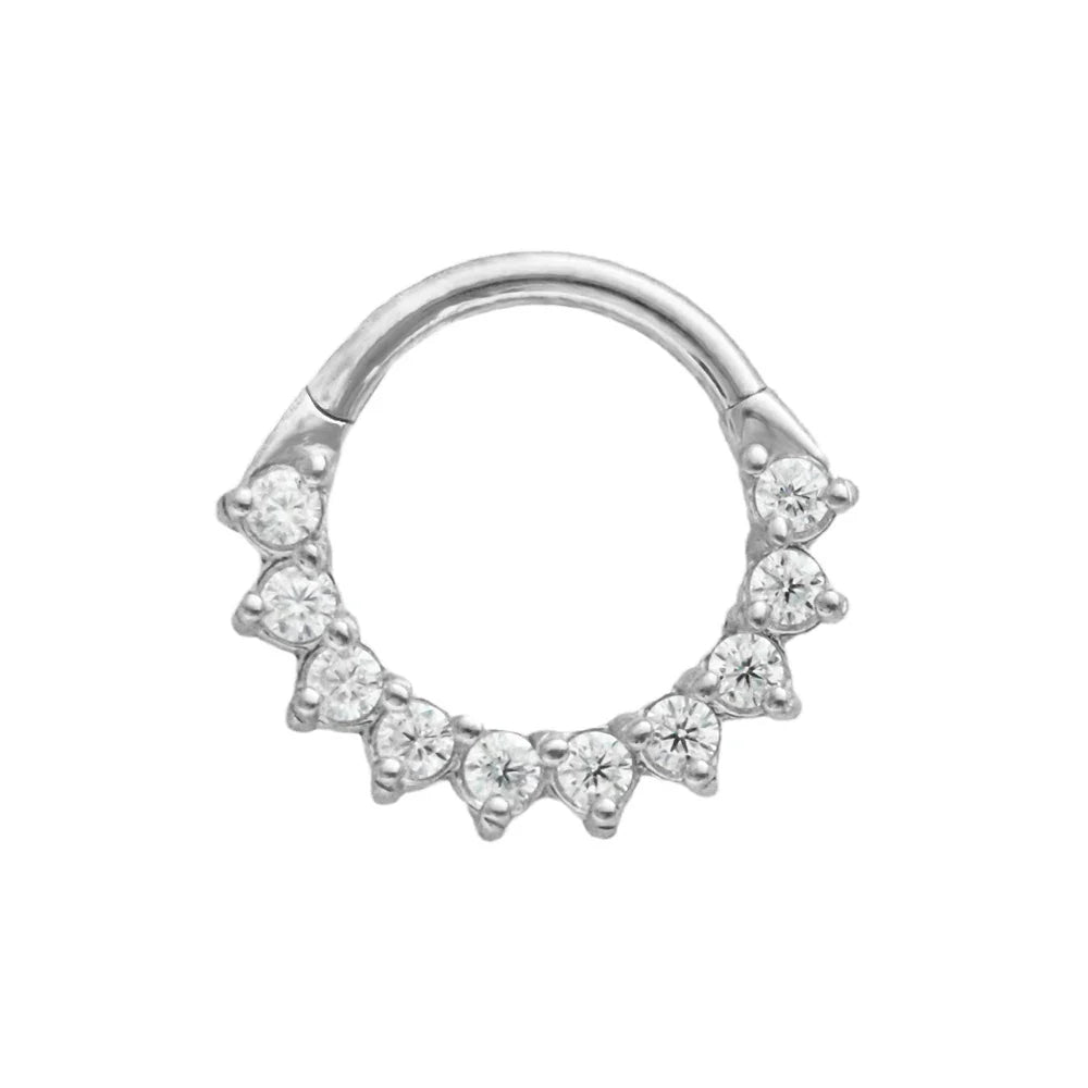 316L Surgical Steel Segment Nose Ring Zircon Septum Clicker Ear Cartilage Helix Daith Hoop Body  Piercing Jewelry