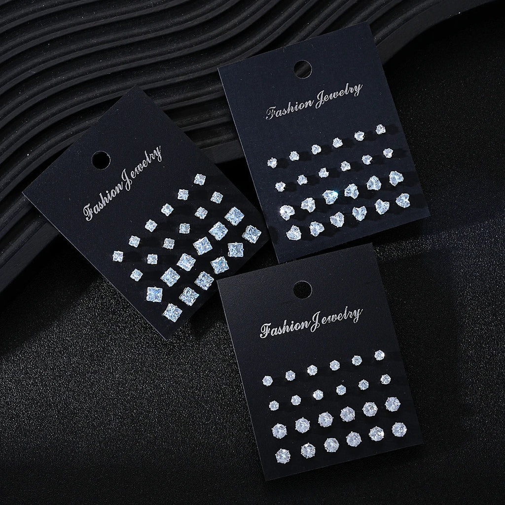 36 Pcs Simple Shiny Rhinestone Stud Earrings Set for Women Fashion Crystal Zircon Pearl Earring New Jewelry Accessories Gifts