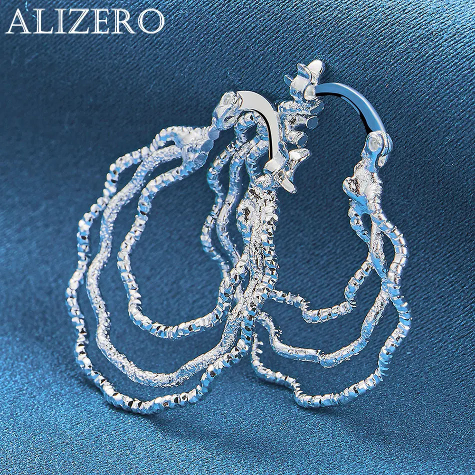 ALIZERO 925 Sterling Silver Earrings Simple Round Circle Hoop Earrings For Woman Fashion Wedding Engagement Charm Jewelry Gifts