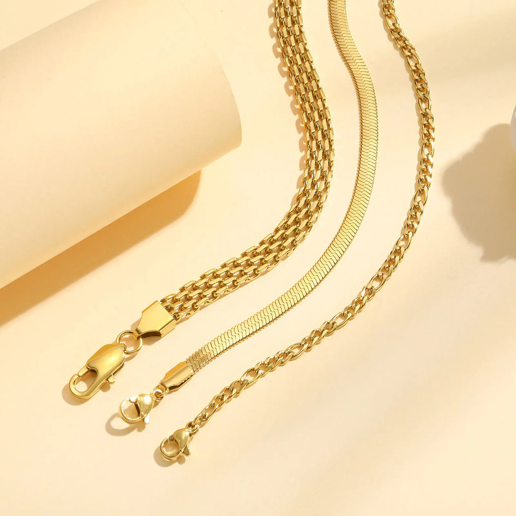 Waterproof Stainless Steel Chain Bracelets For Women , Gold Plated Fashion Stackable Link Bracelet Gifts