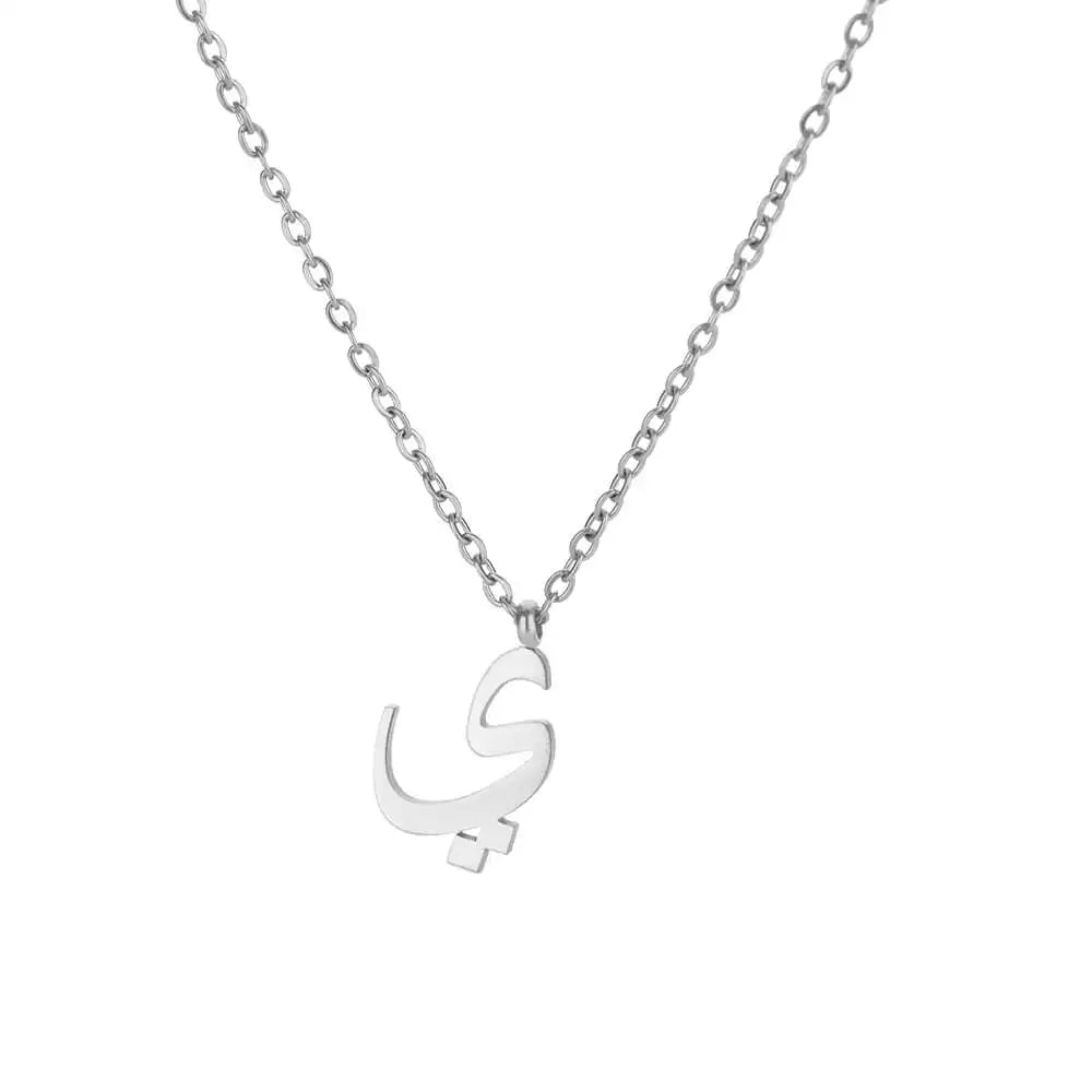 Arabic Letter Name Pendant Necklace For Women Stainless Steel Inital Chain Choker Collar Necklace 2024 Wedding Jewelry bijoux