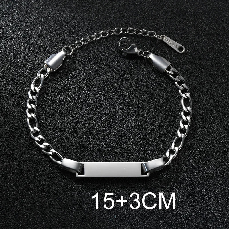 Bluelory Personalized Bracelet For Men  Women Stainless Steel Multi Styles Blank Nameplate Heart Bracelet  Party Jewelry Gift