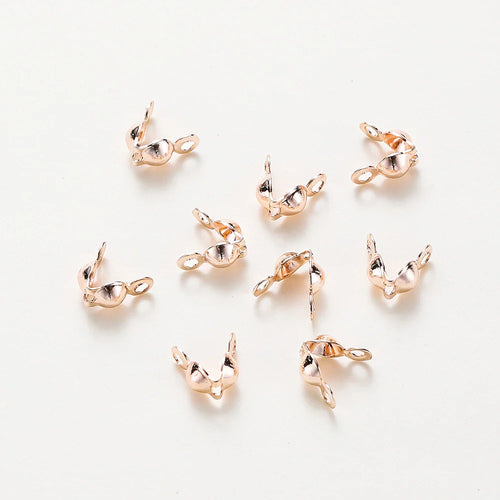 14K 18K Real Gold Plated Double Hole End Clasp Beads Open Cover Crimp Connector Beads For DIY Jewelry Making Necklace Component