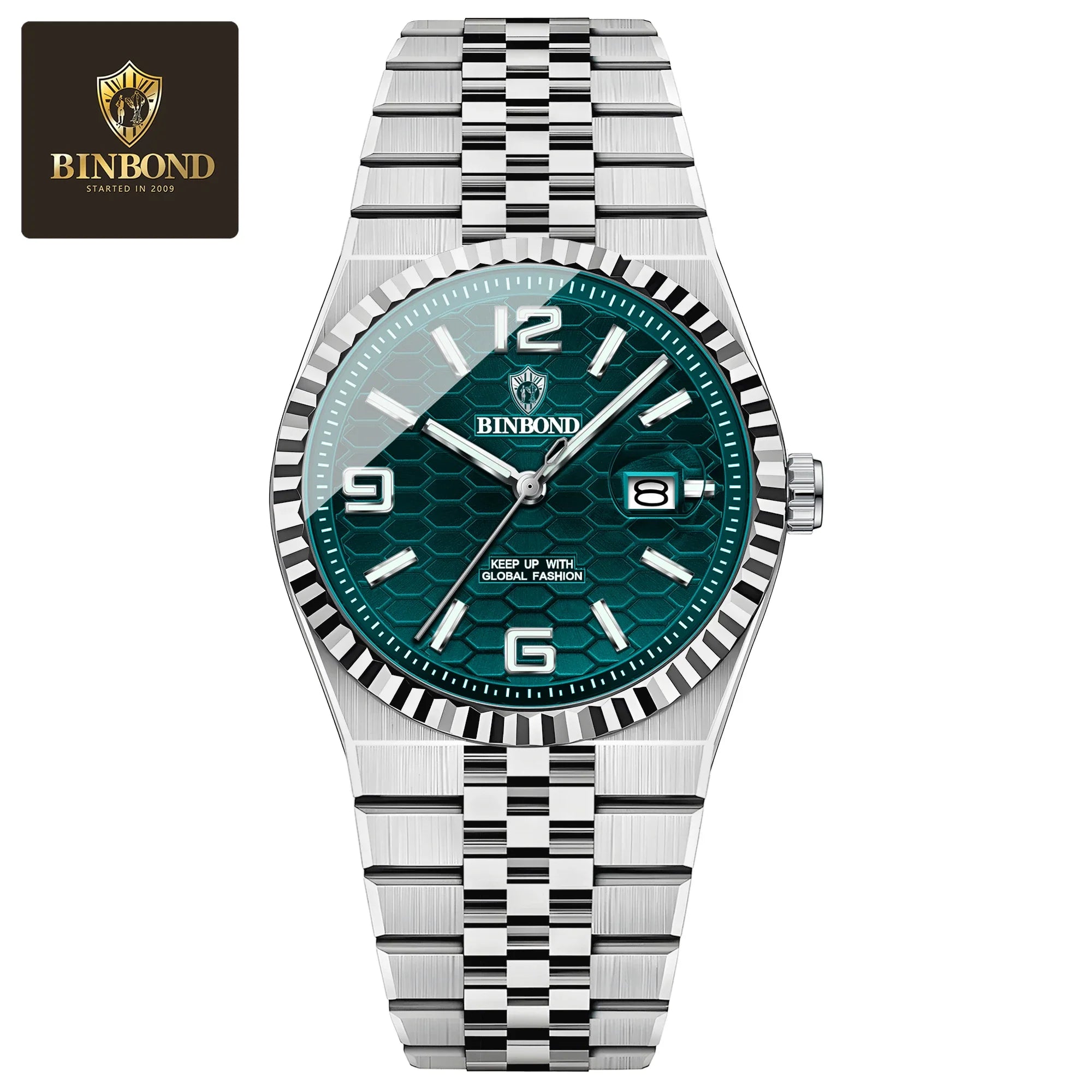 BINBOND High Quality Original Men Clock Waterproof Luminous Date Luxury Man Watch Stainless Steel Quartz Men's Watches Male