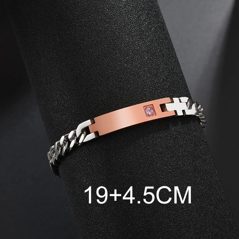 Bluelory Personalized Bracelet For Men  Women Stainless Steel Multi Styles Blank Nameplate Heart Bracelet  Party Jewelry Gift