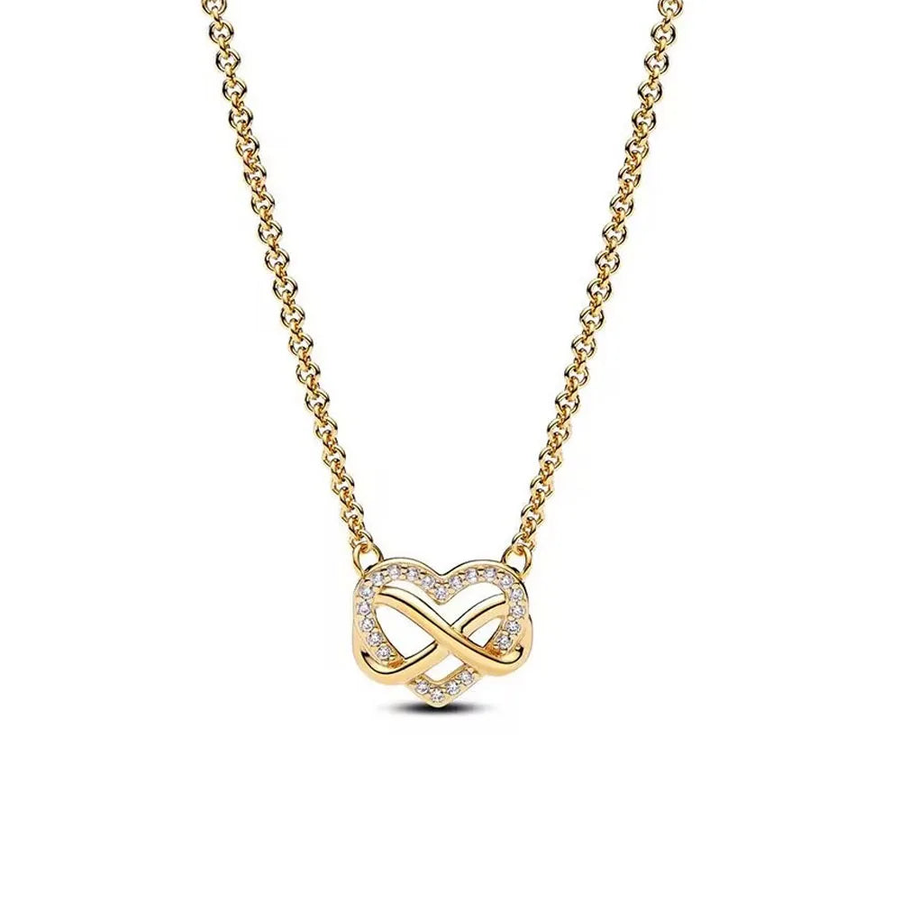 925 Sterling Silver Golden Moon Star Bow Necklace Fit Original Bracelet For Women DIY Fashion Jewelry Making
