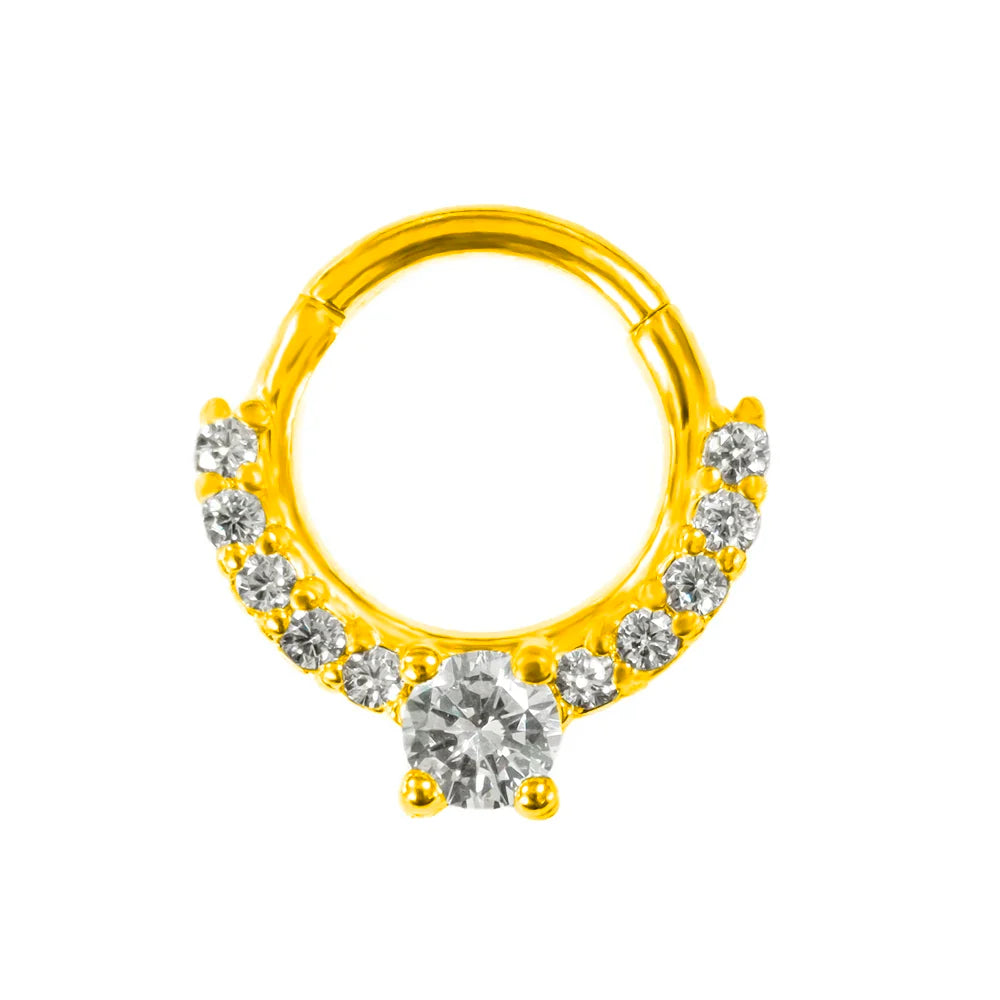 316L Surgical Steel Segment Nose Ring Zircon Septum Clicker Ear Cartilage Helix Daith Hoop Body  Piercing Jewelry