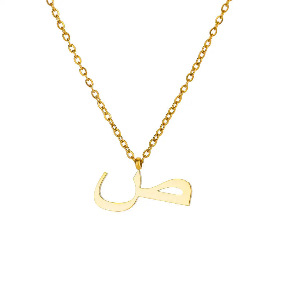 Arabic Letter Name Pendant Necklace For Women Stainless Steel Inital Chain Choker Collar Necklace 2024 Wedding Jewelry bijoux