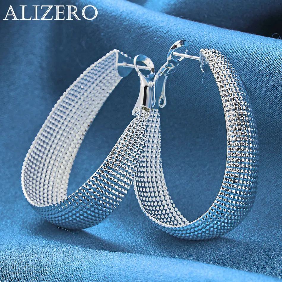 ALIZERO 925 Sterling Silver Earrings Simple Round Circle Hoop Earrings For Woman Fashion Wedding Engagement Charm Jewelry Gifts